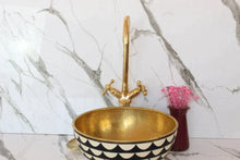 Load image into Gallery viewer, Wood And Brass Bathroom Sink ,Vanity Vessel Sink, With matching faucet Vintage style For unique Bathroom and kitchen