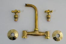 Load image into Gallery viewer, Brass Wall Mount Kitchen Faucet - Antique Brass Kitchen Faucet