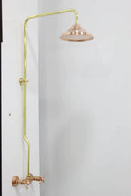 Load image into Gallery viewer, Unlacquered Brass And Copper Shower System High Pressure, Copper Pipe Shower , Luxury Shower System with round Head Shower