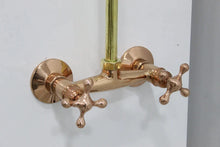 Load image into Gallery viewer, Unlacquered Brass And Copper Shower System High Pressure, Copper Pipe Shower , Outstanding Shower System with round Head Shower