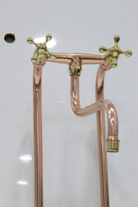 Brass and Copper Antique Kitchen Faucet with long Legs , Copper kitchen faucet with long legs - vintage brass and copper kitchen faucet