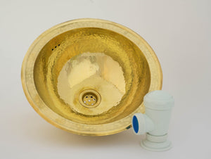 Moroccan Golden Brass Hammered Sink - Handmade Round Drop-in Sink
