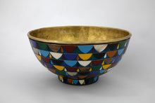 Load image into Gallery viewer, Round Colorful Ceramic Vessel Sink , Diameter 16-1/4&quot;, Golden Brass Sink Interior