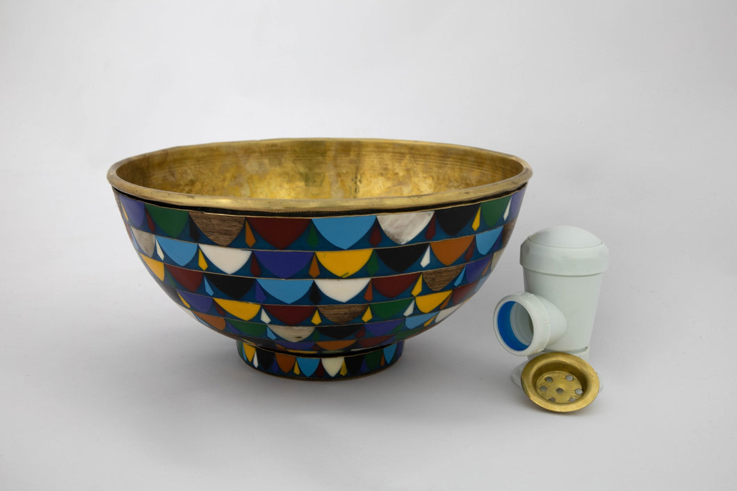 Round Colorful Ceramic Vessel Sink , Diameter 16-1/4