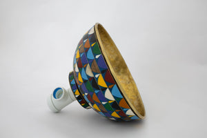 Round Colorful Ceramic Vessel Sink , Diameter 16-1/4", Golden Brass Sink Interior