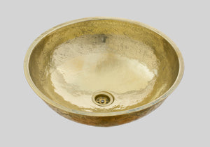 Round Engraved Vessel Sink  , Moroccan Brass Sink 16.5 "