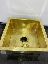 Load image into Gallery viewer, Solid Unlacquered Brass Undermount Hammered Sink, Kitchen Bar Sink, Island Sink, Outdoor Sink Customized Free Brass Drain Strainer included