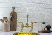 Load image into Gallery viewer, Unlacquered Brass Kitchen Faucet - Unlacquered Brass Bridge Faucet