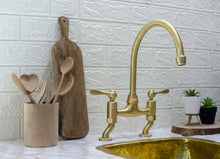 Load image into Gallery viewer, Unlacquered Brass Kitchen Faucet - Unlacquered Brass Bridge Faucet
