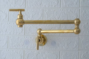 unlacquered solid Brass Pot Filler Kitchen Faucet, Solid Brass Faucet with simple lever Handle