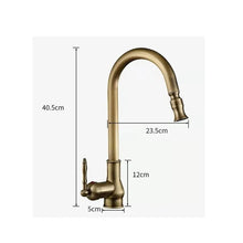 Load image into Gallery viewer, Antique Brass Pull Out Kitchen Faucet Single Handle Faucet 360 Rotate Kitchen Tap Hot Cold Water Mixer Crane Pull Down Brass Sink Fauce